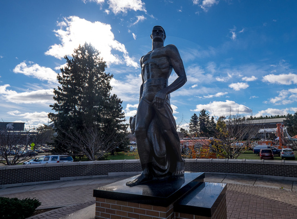 Sparty statue on campus