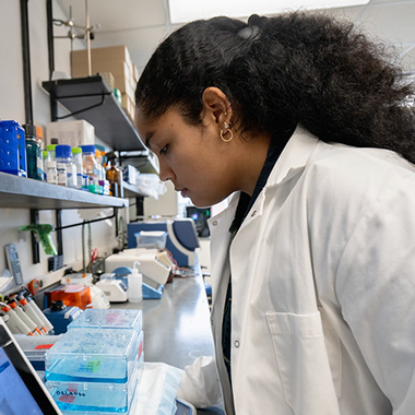 Female student in lab