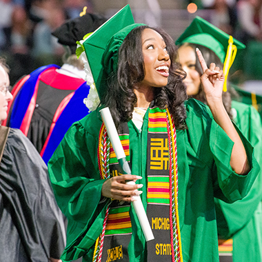 Female student at graduation.